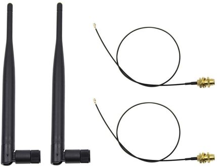 Wifi RP-SMA Antenne 5DBI 2.4Ghz 5Ghz Dual Band + 2X20Cm U. Fl/Ipex Kabel Bereik