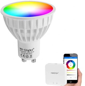 Wifi set met 1 tot 4 RGBW Led spots 4W GU10 fitting