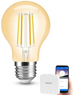 Wifi set met Dual White smart filament lamp van Milight 7W E27 fitting - Amberkleurig A60 model - Met Milight module