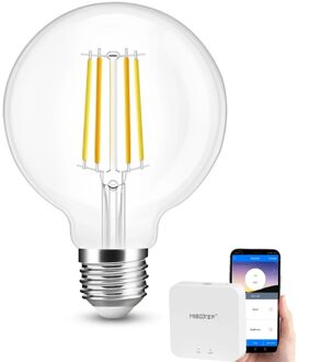 Wifi set met Dual White smart filament lamp van Milight 7W E27 fitting - G95 model - Met Milight module