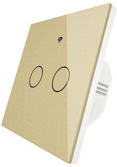 Wifi Slimme Lichtschakelaar RF433 Geen Neutrale Draad Enkele Fire Smart Leven Tuya App Controle Werkt Met Alexa Google thuis 220V Eu 2 Gang goud