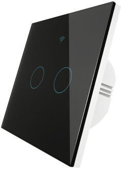 Wifi Slimme Lichtschakelaar RF433 Geen Neutrale Draad Enkele Fire Smart Leven Tuya App Controle Werkt Met Alexa Google thuis 220V Eu 2 Gang zwart