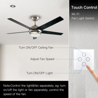 WiFi Smart Ceiling Fan Light Wall Switch,Smart Life/Tuya APP Remote Various Speed Control, Compatible with Alexa and Google Home