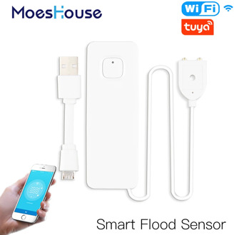 WiFi Smart Flood Sensor Water Leakage Detector Flood Overflow Alert Security Alarm System Tuya/Smart Life App Remote Control