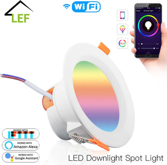 WiFi Smart LED Downlight Dimming Round Spot Light 7W RGB Color Changing 2700K-6500K Warm Cool Light Work with Alexa Google Home