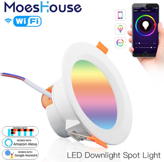 WiFi Smart LED Downlight Dimming Round Spot Light 7W RGB Color Changing 2700K-6500K Warm Cool light Work with Alexa Google Home