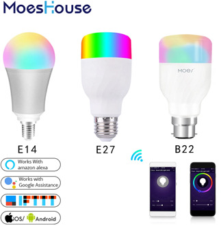 WiFi Smart Light Bulb Intelligent Colorful LED Lamp 7W RGBW APP Remote Control Work with Alexa Google for Smart Home E27 E14 B22