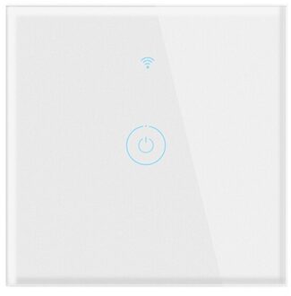 Wifi Smart Light Touch Schakelaar Wandlamp Glas Panel Voor Alexa Google Home Tuya Control Wireless Voice Afstandsbediening Muur schakelaar wit 1Gang