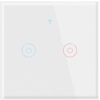 Wifi Smart Light Touch Schakelaar Wandlamp Glas Panel Voor Alexa Google Home Tuya Control Wireless Voice Afstandsbediening Muur schakelaar wit 2Gang