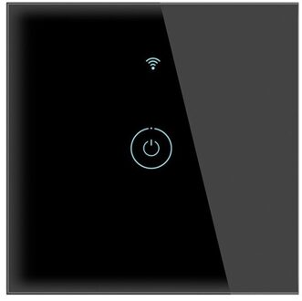Wifi Smart Light Touch Schakelaar Wandlamp Glas Panel Voor Alexa Google Home Tuya Control Wireless Voice Afstandsbediening Muur schakelaar zwart 1Gang