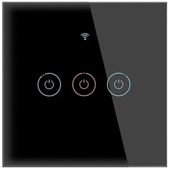 Wifi Smart Light Touch Schakelaar Wandlamp Glas Panel Voor Alexa Google Home Tuya Control Wireless Voice Afstandsbediening Muur schakelaar zwart 3Gang