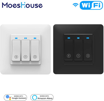 WiFi Smart Push Button Curtain Roller Blinds Shutter Switch Tuya Remote Control Motorized Motor Works with Alexa Google Home