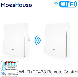 WiFi Smart Push Button Switch 2-Way RF433 Wall Panel Transmitter Kit Smart life Tuya App Control Works with Alexa Google Home