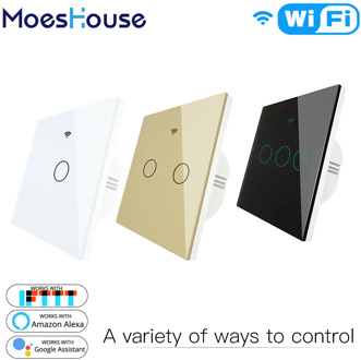 WiFi Smart Switch RF433 Remote Control Glass Panel Light Switch Smart Life Tuya Works With Alexa Echo Google Home 1/2/3 Gang