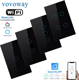 WIFI smart touch switch US standard light switch smart life APP remote control supports smart home alexa with Google Assistant