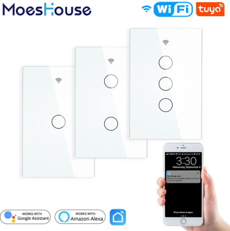 WiFi Smart Wall Light Switch Glass Panel RF433 Smart Life Tuya APP Remote Control Works With Alexa Google Home 1/2/3 Gang