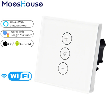 Wifi Smart Wall Touch Light Dimmer Switch 1 Gang EU/UK Standard APP Remote Control Works with Amazon Alexa and Google Home