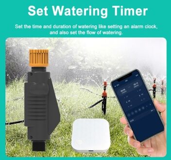 WiFi Sprinkler Timer with Zigbee Gateway Solar Powered Smart Water Timer Tuya APP and Voice Control Wireless Hose Faucet Timer for Garden / Lawn / Yard Compatible with Alexa