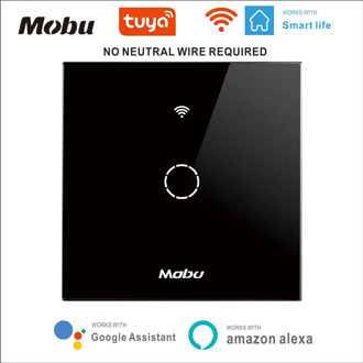Wifi Wall Touch Switch EU No Neutral Wire Required Smart Light Switch 1 Gang 220V Tuya Smart Home Support Alexa Google Home