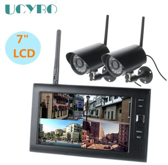 wifi wireless security camera system for 2.4Ghz home video surveillance cctv set w/ 7" LCD Baby Monitor cam kit motion detection