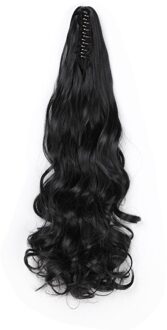 Wigsin 20Inch Lange Synthetische Krullend Claw Op Paardenstaart Clip In Hair Extensions Ombre Zwart Rood Blauw Kapsel Voor Vrouwen 1B