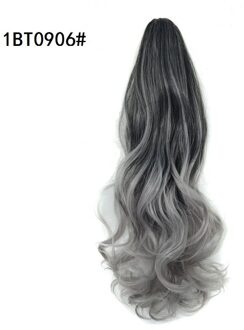 Wigsin 20Inch Lange Synthetische Krullend Claw Op Paardenstaart Clip In Hair Extensions Ombre Zwart Rood Blauw Kapsel Voor Vrouwen 1BT0906