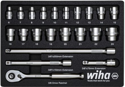 Wiha Ratelsleutelset | 3/8" | 23-delig | incl. schuiminzetstuk - 44708 - 44708