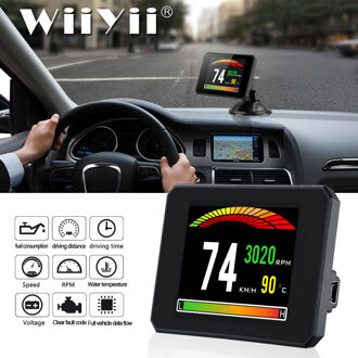 Wiiyii P16 Hud Head Up Display Auto Water Temperatuur Digital Display Brandstofverbruik Hud Display Snelheid Projector Obd Gauge