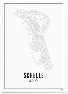WIJCK. Zwolle Schelle poster A3 30 x 40 Wit