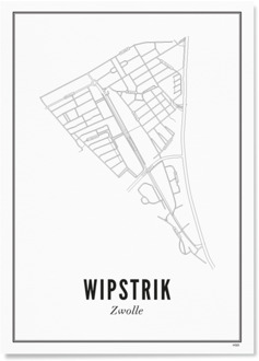 WIJCK. Zwolle Wipstrik poster A3 30 x 40 Wit