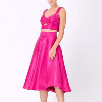 Wijd uitlopende taffeta rok Fuchsia - M