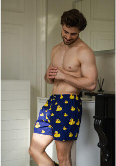 Wijde boxershort heren badeendjes print Blauw - XL