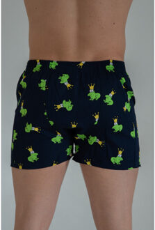 Wijde boxershort heren kikker met kroon print Blauw - XL