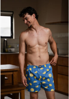 Wijde boxershort heren lemon print Lichtblauw - XL
