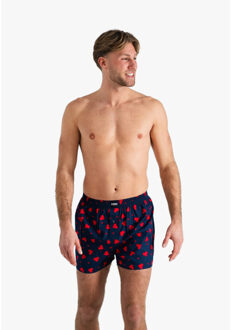 Wijde boxershort heren met grote rode hartjes Rood
