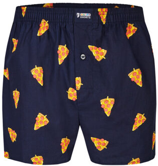 Wijde boxershort heren pizza print Blauw - XL