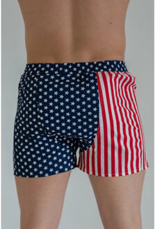 Wijde boxershort met print amerikaanse vlag - maat L Blauw