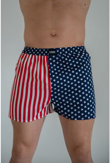 Wijde boxershort met print amerikaanse vlag - maat M Blauw