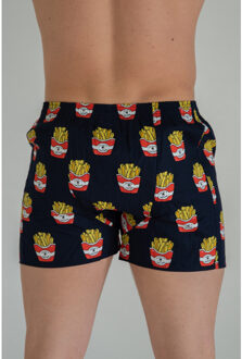 Wijde boxershort met print friet Blauw