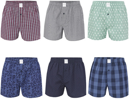 Wijde boxershorts heren 6-pack d300 assorti pack Print / Multi - XXL