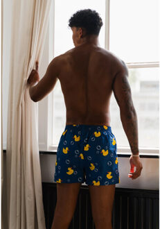 Wijde boxershorts heren 6-pack katoen multipack met print d325 Blauw - L