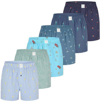 Wijde boxershorts heren 6-pack pack d525 - maat M Veelkleurig