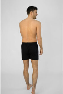 Wijde boxershorts heren geweven katoen effen 3-pack Zwart - 4XL
