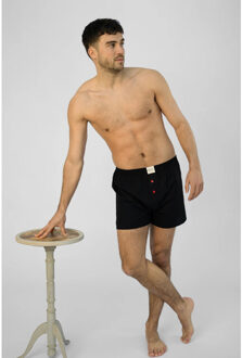 Wijde boxershorts heren geweven katoen effen 3-pack Zwart - M