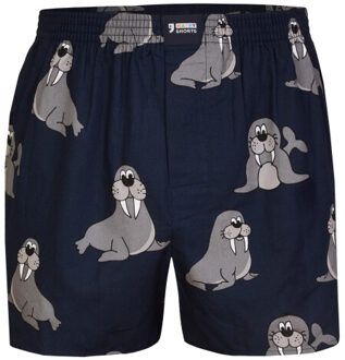 Wijde boxershorts heren met print 3-pack Blauw - L