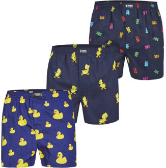 Wijde boxershorts heren met print 3-pack - maat M Blauw