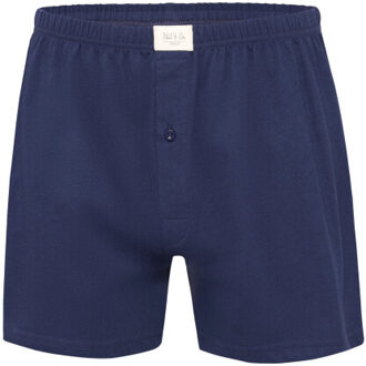 Wijde boxershorts jersey stretch effen navy 3-pack-sub Blauw - XXL