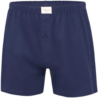 Wijde boxershorts jersey stretch effen navy 6-pack Blauw - XL