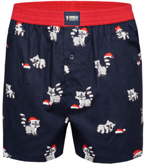 Wijde kerst boxershort heren xmas wasbeer - maat S Veelkleurig