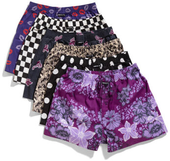 Wijde kinder boxershorts jongens 6-pack d635k - maat 152 Paars